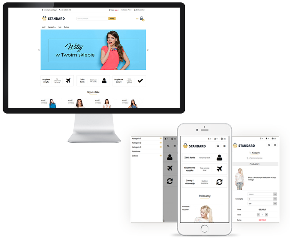 Pre-designed online store template in RWD version